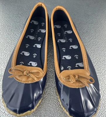 London Fog Webster Women’s Duck Slip On Rubber Rain Shoes Size 7M Navy Blue Good - Image 1 of 4