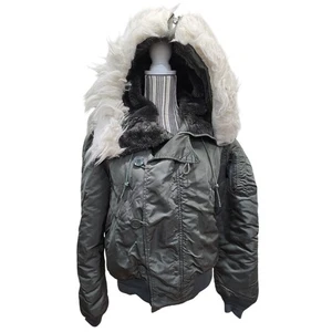 VINTAGE 70s Military Flying Jacket N-2B Mens Medium Heavy Attached Hood USA - Picture 1 of 11