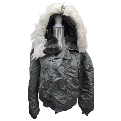 VINTAGE 70s Military Flying Jacket N-2B Mens Medium Heavy Attached Hood USA - Image 1 of 4