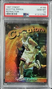 1997 Topps Finest Refractor #199 Scottie Pippen Chicago Bulls PSA 10 GEM MINT - Picture 1 of 2