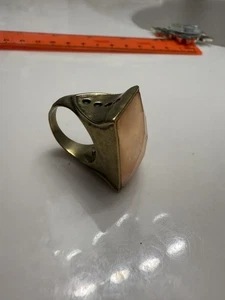 Vintage Messing Geometrisch Pyramide Ring Orange Stein Modernist Grob - Bild 1 von 5