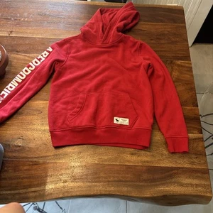 Abercrombie Red Kids Hoodie with white lettering Size 11/12 - Picture 1 of 5