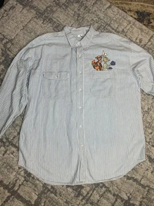 Camicia vintage Winnie The Pooh Disney manica lunga a righe con bottoni taglia XL - Foto 1 di 9
