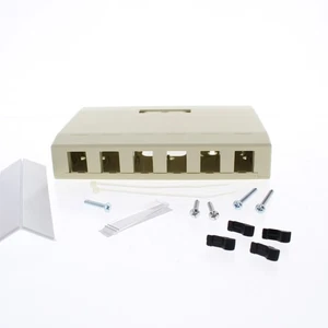 Hubbell Ivory 6-Port Data Voice Media Keystone Housing Surface Mount Box ISB6EI - Picture 1 of 4