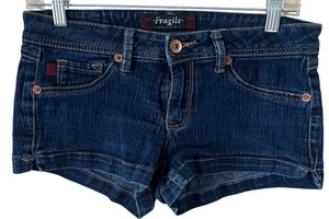 Fragile Women’s Jeans Short Shorts Lo Rise Stretch Size 3 Blue Denim 28x2 - Picture 1 of 11
