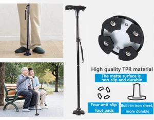 Walking Stick Cane With Alarm LED Light Adjustable Folding Walking Stick Hiking - Picture 1 of 12
