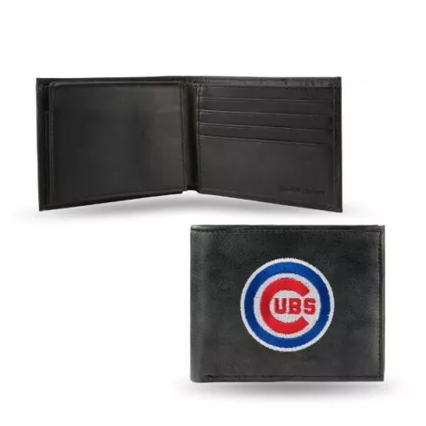 Chicago Cubs Men's Black Leather Wallet - MLB embroidered bifold wallet Cover