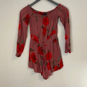 Kendall & Klie Women's Off Shoulder Romper Floral Fitted Stretch Pink Small - Picture 1 of 7