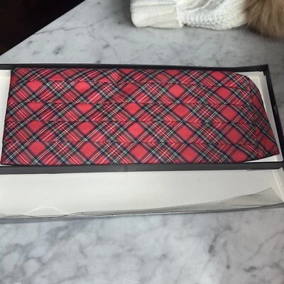 Faja plisada a cuadros tartán roja Mel Howard vintage hecha en EE. UU. Foto 1 de 3