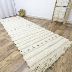 Morrocan Runner Rug 3x9 Cream Neutral Beni Ourain Runner Rug, Hallway Stair rug - Picture 1 of 10