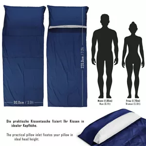 Sleeping Bag Liner, Silk Soft Sleep Bag Liner with Pillow Pocket - Picture 1 of 7
