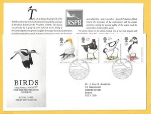 ROYAL MAIL 1989 FDC - BIRDS RSPB - Shs SANDY, Bedfordshire - Picture 1 of 1