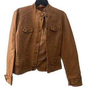 Frida G London PU Faux Leather Moto Biker Jacket, Women's Small, Light Brown - Picture 1 of 6