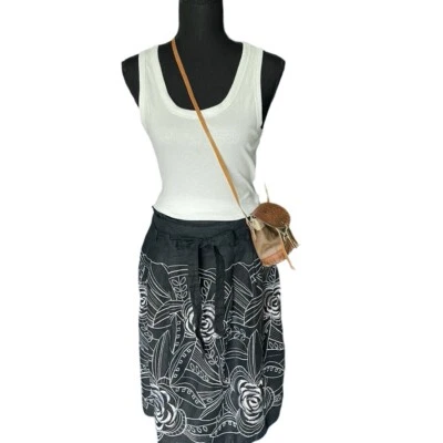 Vintage Y2K Black Embroidered Linen Cynthia Steffe Skirt- Size 4 - Romantic Boho - Image 1 of 4