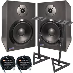 Nady Systems SM-300A 8" Active Studio Monitors, Black w/ ProX Stands & Cables - Picture 1 of 1