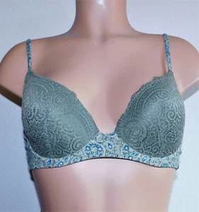 Lucky Brand Olive Green Lace Bra Floral Band Padded Underwired 34C - Picture 1 of 6