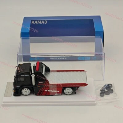 1:64 SH KamaZ Spoon Sports Flatbed Tow Truck Black Diecast Model Car Collection - Image 1 of 4