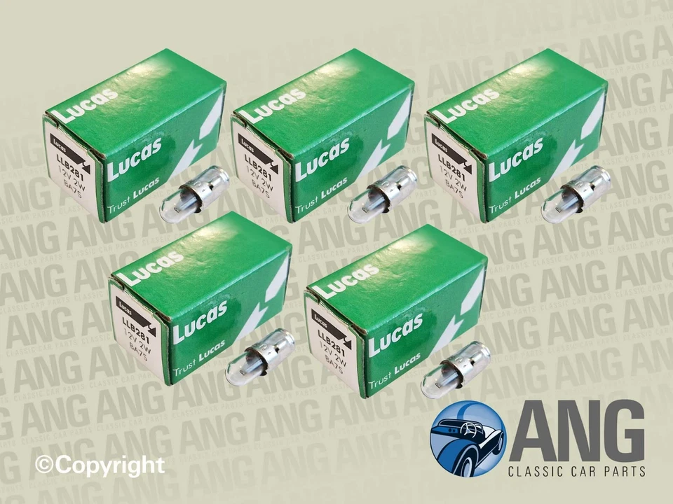 LOTUS ELAN +2, EUROPA LUCAS ARMATURENBRETT WARNLAMPE GLÜHBIRNEN x 5 (GLB281) - Bild 1 von 1