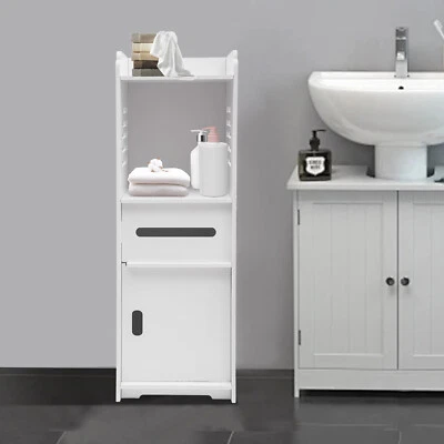 Weiß Badezimmerschrank Freistehendes Bodenregal Schrank ,Toilettenschrank NEU - Bild 1 von 4