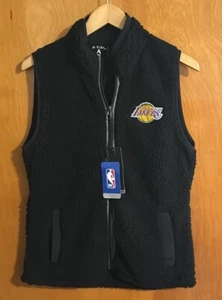 LA Lakers Fleece Vest Womens Medium Black Antigua - Picture 1 of 3