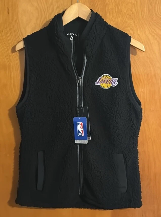 LA Lakers Fleece Vest Womens Medium Black Antigua - Image 1 of 3