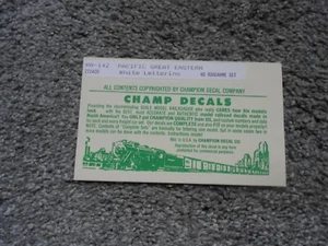 CHAMP DECALS ROADNAME SET HO GAUGE PACIFIC GREAT EASTERN HN-142 271420 NIP - Picture 1 of 2