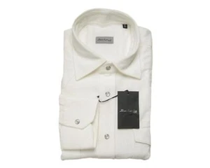 Camisa Sartorio Napoli de Kiton $565 Nueva con Etiquetas Blanca Western Frontal a Presión (43 ue) 17 EE. UU. - Imagen 1 de 5