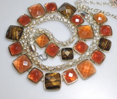 Precioso LOTE Collares Anne Klein Facetados Gruesos Piedra Estrás 17" ZB4 Foto 1 de 4