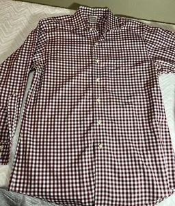 Brooks Brothers Shirt Mens L 16 x 33 Non Iron Supima Cotton Red White Checked - Picture 1 of 10