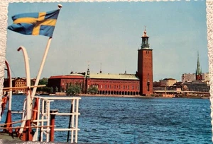 Postcard Stockholm Stadshuset City Hall Exterior Looking From Water Chrome - Picture 1 of 2
