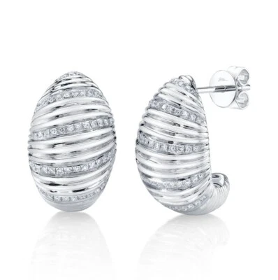 14K White Gold Diamond Earrings 0.28CT Certified Natural Football Shape Marquise - Image 1 of 3