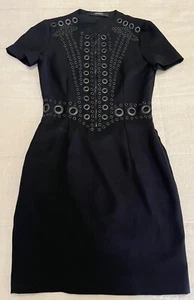 GIVENCHY TAPERED METAL EYELET DRESS WITH RIVETS IN BLACK Size 38 - Picture 1 of 13