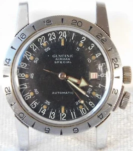 Vtg 1950's Glycine Airman Special 36mm SS Automatic Hack Pilot Men's Watch Works - Picture 1 of 16