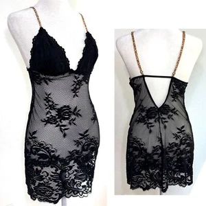 Victoria’s Secret Y2K Whimsigoth Mesh Lace Velvet Bow Slip Dress Lingerie S - Picture 1 of 16