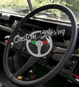 FITS LAND ROVER SERIES 3 1971-1985 BLACK ITALIAN LEATHER STEERING WHEEL COVER - Picture 1 of 12