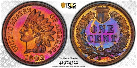 1903 1c Proof Indian Head Cent PCGS PR65RB Incredible Toning & Eye Appeal Cover