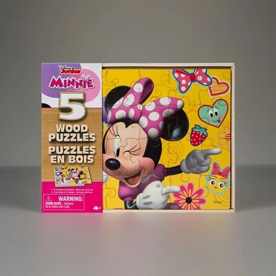 🔥Juego de 5 rompecabezas de madera Disney Junior Minnie Mouse 4 - 8 piezas y 1 - 24 piezas💥 Foto 1 de 4