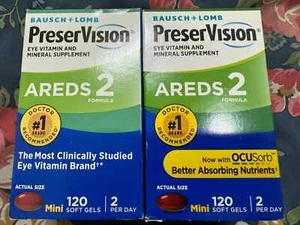 2X PreserVision AREDS 2 Formula Vitamin 120 Softgel/pack Exp 08/25+ New In Box - Picture 1 of 2