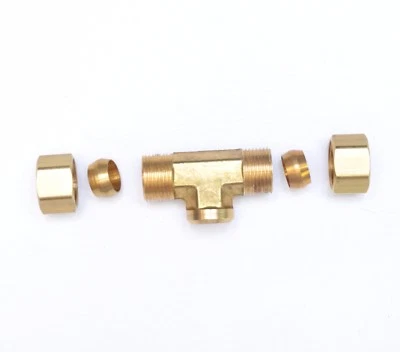 1/4" Tube OD Compression x 1/4" Female NPT Center Branch Tee Fitting Adapter - Image 1 of 4