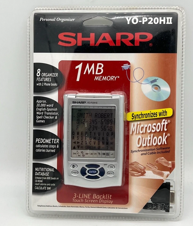 Sharp Personal Organizer 1 MB Digital Touch Screen Pedometer Nutrition YOP20HII - Image 1 of 4