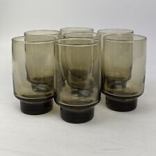 VTG Set 7 Libbey Tawny Accent Flat Tumblers Glasses 11oz 4.75" Tall Marked Libby