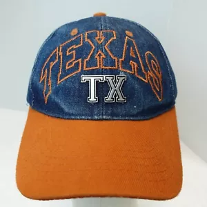 University Of Texas Hat Vintage Adjustable Cap Worn Jean Blue & Orange Color - Picture 1 of 10