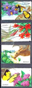 Briefmarken USA: 2007 Bestäubung, Kolibri, Bienen SC 4153-6 (4) gebraucht aus Papier. - Bild 1 von 1