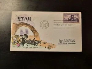 1947 FDC Utah Centennial Brigham Young Cachet Salt Lake City UT Knoxville TN - Picture 1 of 2