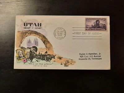 1947 FDC Utah Centennial Brigham Young Cachet Salt Lake City UT Knoxville TN - Image 1 of 2