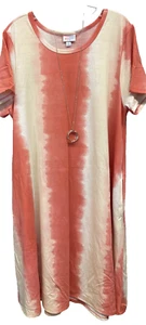 NWT LuLaRoe 2XL Pink Cream White Tie Dye Jessie swing Dress with pockets - Picture 1 of 8