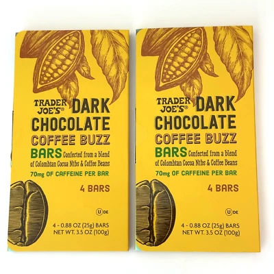 Paquete de 2 barras de café de chocolate negro Trader Joe’s de 4 barras por barra Foto 1 de 2