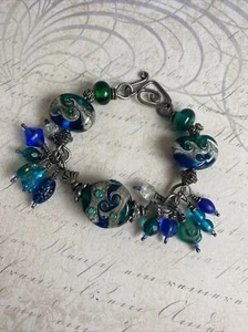 925 Sterling Silver Wire Handmade Beads Bangles Beaded Bracelet New Old Stock - Picture 1 of 6