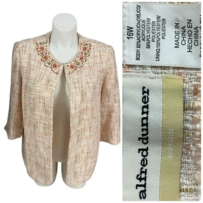 Alfred Dunner Blazer 女式 16W 橙色夹克职业职业办公室 — 第 1/4 张图片