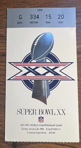 1986 Super Bowl XX/20 Ticket Stub. Great Shape.  Bears Vs. Patriots!  - Picture 1 of 12